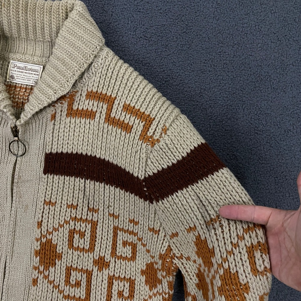 Vintage Pendleton Cardigan Sweater Mens XL Cowichan Aztec Big Lebowski Dude - Picture 5 of 14